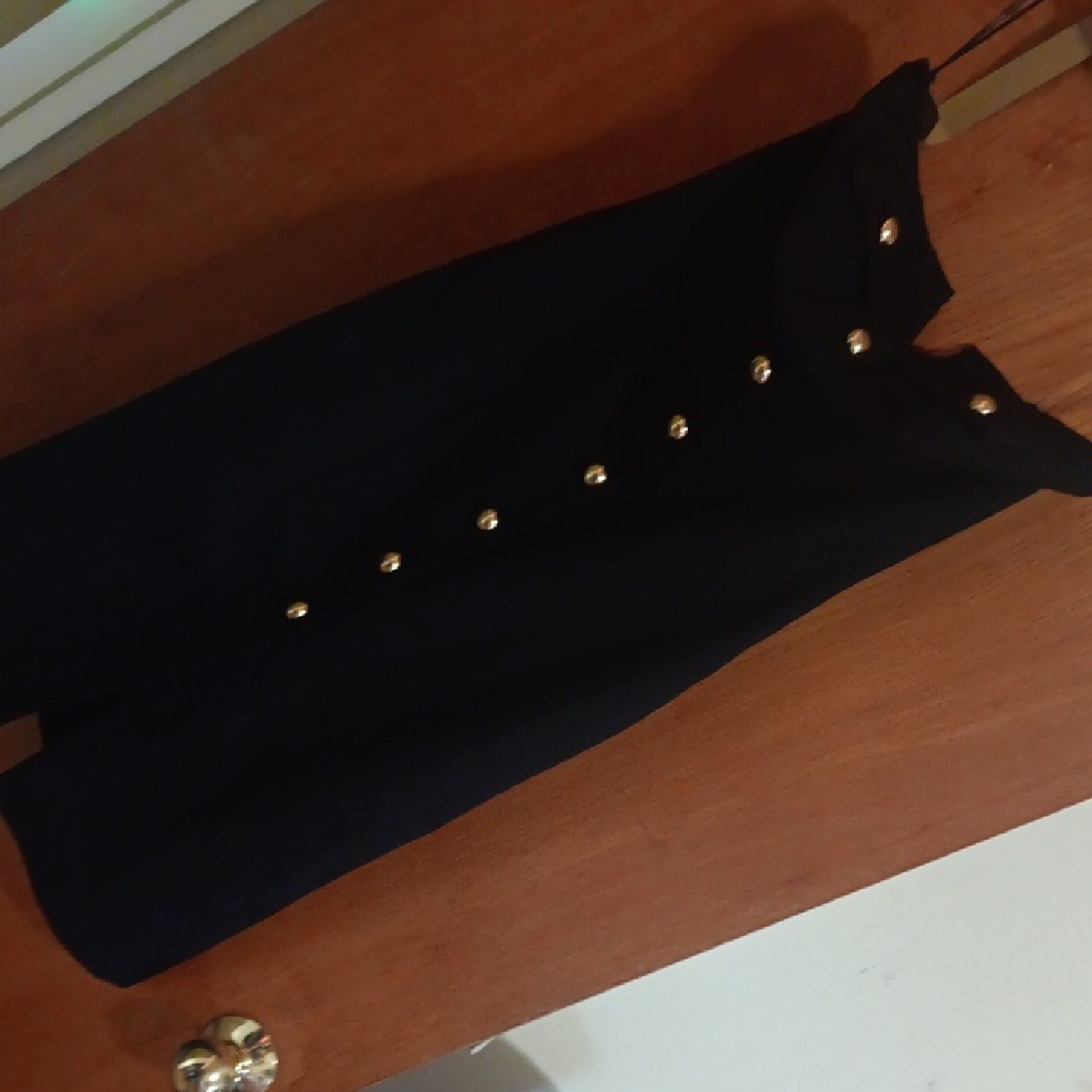 Forever 21 Black A-Line Skirt with Gold Buttons